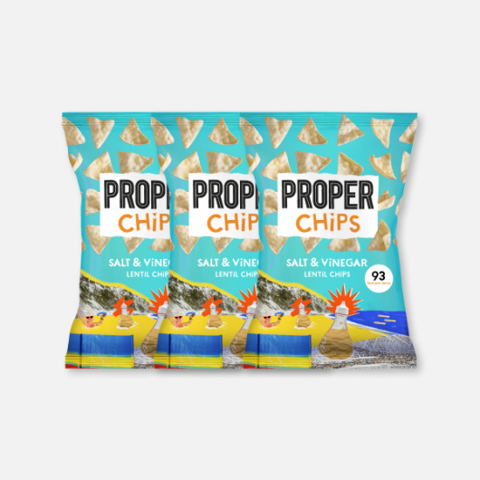 3 x PROPERCHIPS – Salt & Vinegar Share Bag 85g