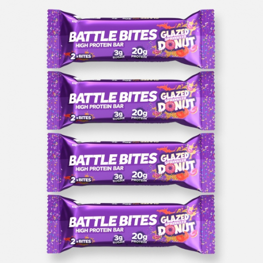 4 x 62g Battle Bites Protein Bar - Glazed Donut 