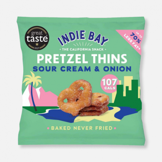 Indie Bay Pretzel Thins – Sour Cream & Onion 24g