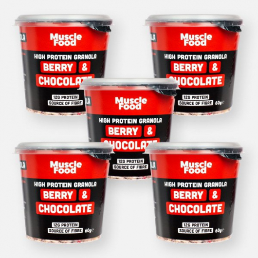 MuscleFood High Protein Red Berry and Dark Chocolate Granola Protein Pot x 5