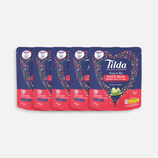 Tilda Pulses and Rice Snack - Pinto Bean, Green Chilli and Lime 5 x 140g