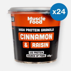 MuscleFood High Protein Cinnamon & Raisin Granola Pot - 24 x 60g