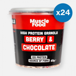 MuscleFood High Protein Red Berry & Dark Chocolate Granola Pot - 24 x 60g